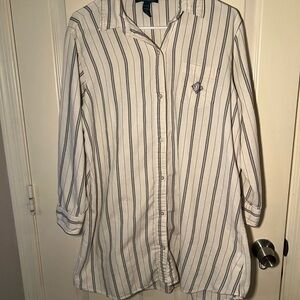 Ralph Lauren White and Black  Striped Pajama Shirt 100% Cotton